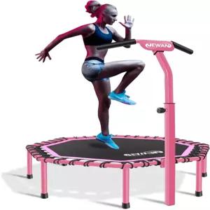 조절 가능한 핸들 바가 있는 뉴안 48인치 피트 트램펄린 사일런트 번지 리바운더 점프 유산소 트레이너