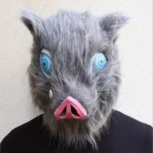 CHAOZI0 귀멸의 칼날 이노스케 가면 멧돼지 풀 헤드와 퍼드 데몬 보어 코스프레 할로윈 주얼리 액세서리