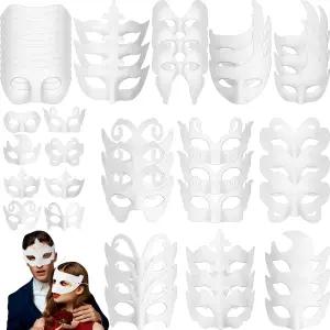 실리풀 커플 마스크 벌크 DIY 화이트 페이퍼 크래프트 하프 페이스 페인트 빈 가면무도회 코스프레 마디