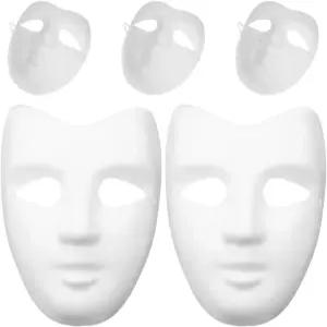 NUOBESTY 5장짜리 DIY 전면 마스크 백지 칠 있는 흰색 가면무도회 마디 그라 코스프레