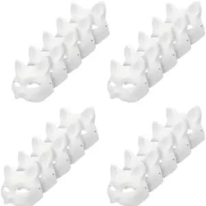 Musaner 20 PCS 고양이 마스크 DIY 흰색 테리안 휴일 파티 코스프레용 동물 드레스업 칠하기 7.1X6.7인치