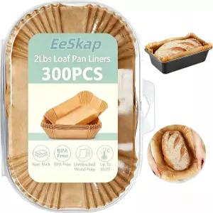 EeSkap 300 일회용 식빵 팬 라이너 베이킹용 논스틱 9x5 오븐 및 에어프라이어 사용 가능 유산지 홈