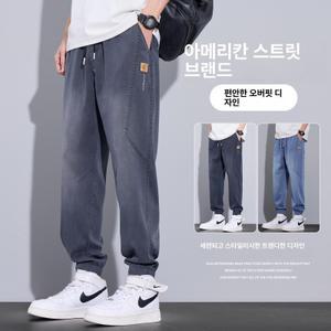 원픽 남성 청바지 여름 얇은 배기 조거 9부 쿨링 캐주얼 바지