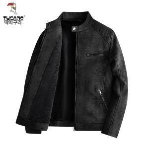 손오천 남성 딱따구리 스크럽 PU가죽 봄 가을 라이더 자켓 차이나카라 얇은 융털과 도톰한 코트