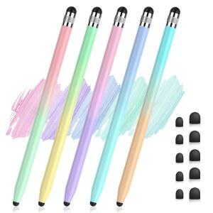 STYLUSHOME 5개입 스타일러스 펜 2IN1 스타일리스트용 터치스크린 펜 | 폰 패드 안드로이드 호환 삼성호환 태블릿용 유니버설 터치스크린 고감도 정전식 10개의 고무 팁 포함