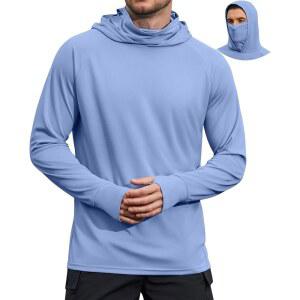 COOFANDY 남성용 UPF 50+ 자외선 차단 후디, 마스크 포함, 가벼운 긴팔, SPF, 낚시 셔츠, 차단, 하이킹 및 러닝 래시가드