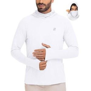 Runhit 남성용 UPF 50+ 낚시 셔츠 후디, 마스크 포함, 자외선 차단, 긴팔 셔츠, 래시가드, 등산용, 가벼운 쿨링 기능