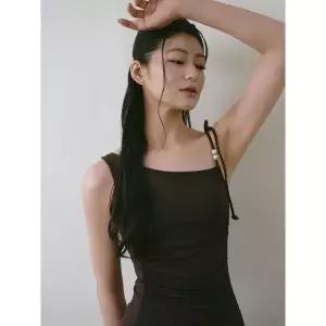 소냐레바이 원숄더 드레이프 원피스 브라운 2389443