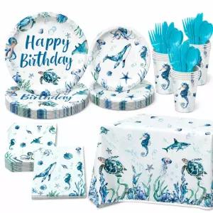동물 생일파티 종이접시 종이컵 냅킨 테이블보 식기세트
