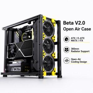베타 V2.0 오픈형 PC 케이스 알루미늄 프레임 ATX E-ATX MATX TX 컴퓨터 섀시 360mm 라디에이터 수직 GPU 지원