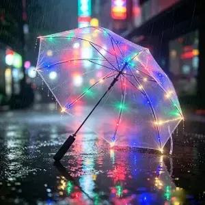 빛나는 LED 조명 투명 우산 파티 웨딩 걷기 장식 다양한 색상 선택 가능
