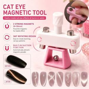 Automatic Glass Bead Cat-Eye Nail Art Tool for Beginners, No Skills Required, Includes 8x30mm Magnet