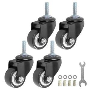 GXYY UOBOEUQ 1.5인치 회전식 캐스터 휠 PU 360도 나사식 스템 M8 X 25MM 총 하중 용량 330LB 4개 세트