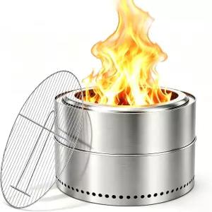 야외용 20인치 무연 화덕 AmazStove 대형 야외 장작 두꺼운 304 스테인리스 스틸 휴대용 및 수납 공간 분리