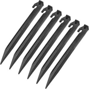 Litoexpe 16개입 9 검은색 플라스틱 텐트 말뚝 캠핑 해변 정원 잔디용 중장비용