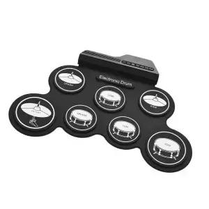 1박스 7패드 전자 드럼 세트 음향 효과 패턴 포함 초보자를 위한 서스테인 페달이 있는 USB 휴대용