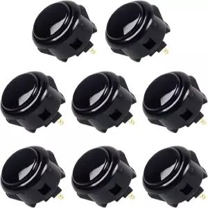 Sanwa 8개입 OBSF-30 오리지널 푸시 버튼 30mm - Arcade Jamma 비디오 게임 및 Joystick 콘솔용 블랙 S@NWA