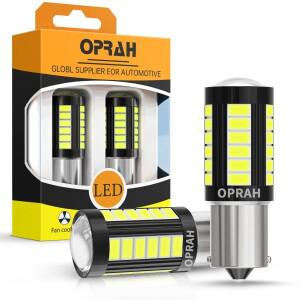 오프라 2pcs LED 12V 24V 자동차 조명 트럭 신호 램프 1156 BA15S P21W Canbus 5630SMD DRL 회전 전구 흰색