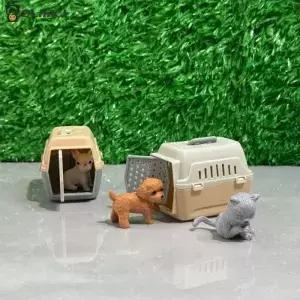 2/4Pcs 현실적인 미니 개와 고양이 케이지 문 포함 인형 집 액세서리용 애완 동물 서식지