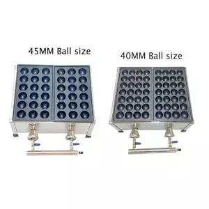 상업용 가스 타코야키 기계 40MM 볼 2단 그릴 문어볼 제조기 (주방용) 의 길거리 음식