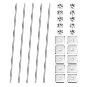 PATIKIL 5개입 완전 나사산 봉 M3 x 150mm 304 스테인리스 스틸 오른손형 긴 바 스터드 파이프 클램프용