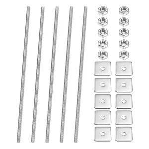 PATIKIL 5개입 완전 나사산 봉 M3 x 120mm 304 스테인리스 스틸 오른손형 긴 바 스터드 파이프 클램프용