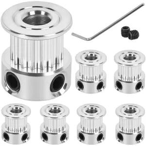 Yluvaok 6팩 GT2 타이밍 벨트 풀리 16치 5mm 보어 동기 적합 은색 3D 프린터 자동화 정밀 기계 알루미늄용