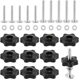 30개 1/4 -20 T 트랙 볼트 노브 키트 10세트 스타 와셔가 포함된 1-1/2 및 2 슬롯 목공 지그 고정구용