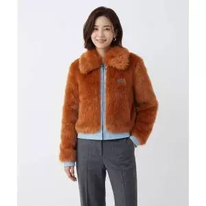 SCULPTOR Faux Fur Grizzly Jacket Tangerine