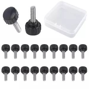MOROBOR 너클드 노브 썸스크류 나사 20개입 M3 x 8mm 강철 나사산 그립 기계용 캡슐 포함 래치 보관 케이스