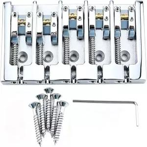 OVSAL 하이 매스 5현 베이스 브리지 19mm 간격 조절식 아연 크롬 측면 하중 및 바디 전체 현 조율