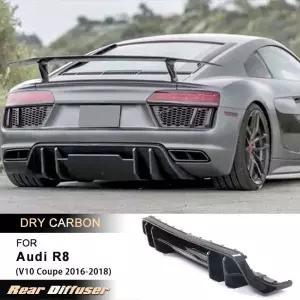 아우디 R8 V10 쿠페 16-18 레이싱 리어 에이프런 립 바디키트 드라이 카본 범퍼 디