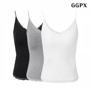 브이넥 레이스 배색 나시 티셔츠 GPBLW048D