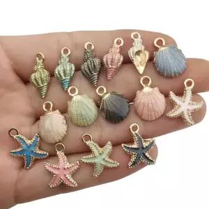 DIY 주얼리 참 금도금 소라 불가사리 액세서리 껍데기 에나멜 오션 30PCS 목걸이
