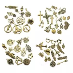 보석 제작 로트 앤티크 참 대량 액세서리 미니 DIY 브론즈 공예 팔찌 100개 재료 Antique Bronze