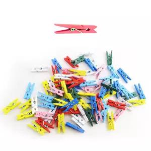 나무집게 칼라혼합 2.5cmX100개 사진집게 우드집게 공예품 폴라로이드 사진걸이 장식용 D4048