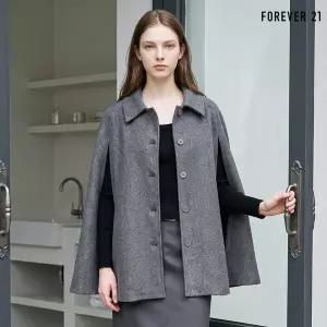 [FOREVER21]베이직 카라넥 버튼업 케이프 하프 코트 (FTDCCT001)