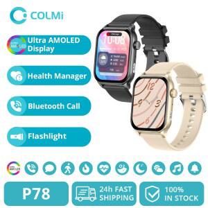 COLM P78 AMOLED 스마트워치 1.95인치 디스플레이 손전등 및 음성 통화 포함 100개 이상의 스포츠 모드 건강 모니터 남성 여성 스마트 시계