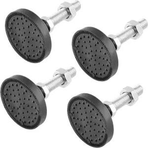 복윈 4pc M12 나사 조절식 수평 발 블랙 헤비 듀티 레벨러 - 회전 가구 글라이드 2.3인치 직경 베이스 길이