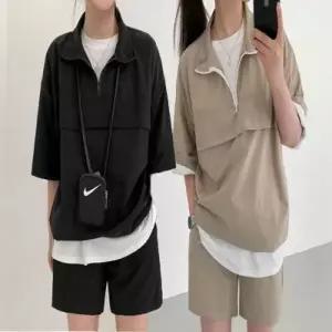 [텐바이텐]반바지 편한 반목 아노락 반팔 세트 데일리 여자 여름