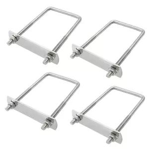 LifCratms 4 세트 304 스테인리스 스틸 사각형 U 볼트 M6 x 50 100mm 실 내부 너비 길이 자동차 트레일러