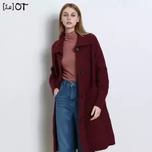 르오트 프리미엄 울알파카 하이넥 롱 니트 코트