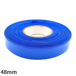 PVC 열 수축 튜브 18650 리튬 배터리 필름 랩용, 다색 케이블 슬리브 시스 팩 커버, 폭 48mm, 파란색