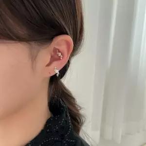 [라일리쥬얼리] Rly 화이트 플라워 귀걸이 바벨바 라블렛바 선택 가능