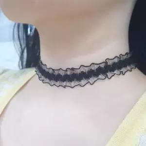 [라일리쥬얼리] Rly 블랙 프릴 레이스 초커 패션 목걸이 포인트 악세