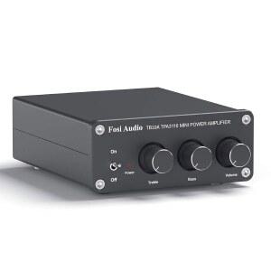FOSI AUDIO TB10A 2채널 스테레오 오디오 앰프 리시버 미니 하이파이 클래스 D 통합 2.0홈 스피커용 CH 100W X 2 베이스 및 트레블 컨트롤 포함 TPA3116(전원 공급 포함)