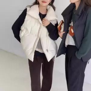 심플한 겨울용 여성 조끼 따뜻한 경량 데일리 점퍼