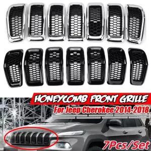 자동차 그릴망 튜닝 크롬/광택 ABS 프론트 메쉬 레이싱 그릴 Jeep Cherokee 2014 외부 HONEYCOMB Racing Gr