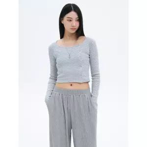 에잇세컨즈 스트라이프 저지 카디건 스카이 블루 4921555