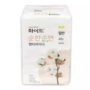 [엄지척]화이트 444IKL59 팬티라이너 순면패드 48개 데일리 라이너 일반 팬티라이너 생리대